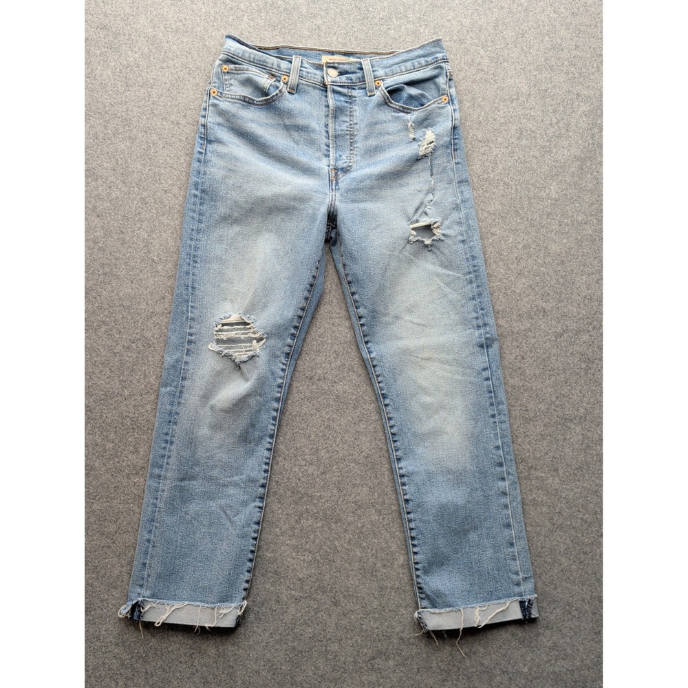 Levis Blue Jeans Womens Sz 30 Wedgie Straight Light Wash Denim Distressed